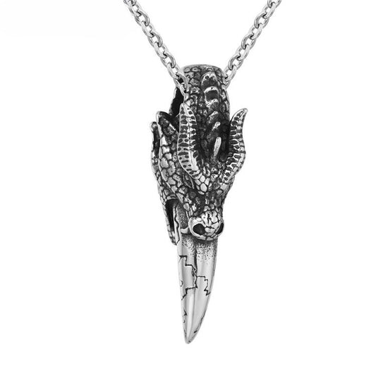 Planderful Dragon Head Knife Pendant Necklace For Men Unisex Durable Titanium Steel Jewelry