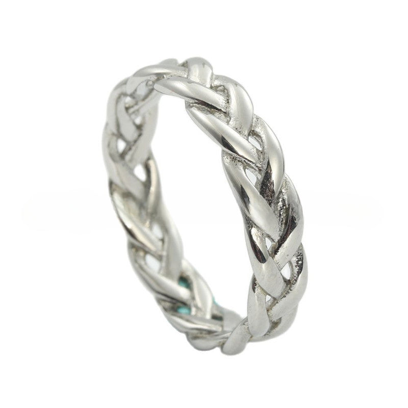 Retro Titanium Steel Woven Twist Ring for Men and Women - Trendy Braid Accessories