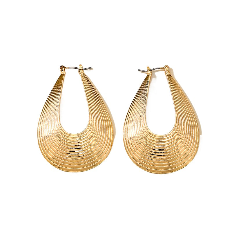 Planderful Vienna Verve Earrings – Exaggerated Metal Hollow Water Drop Design
