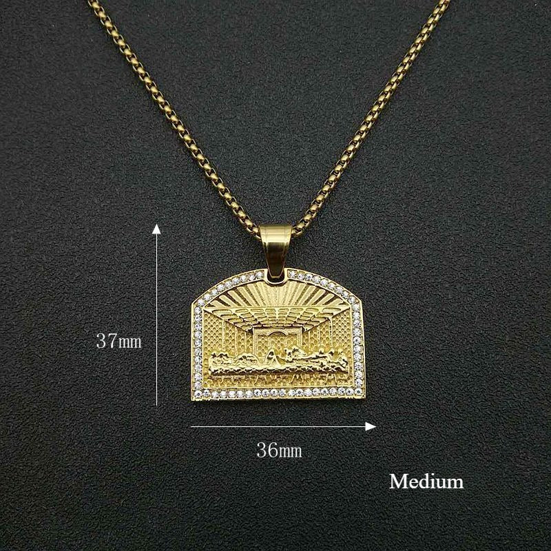 Planderful Everyday Genie Hip Hop Titanium Steel Gold Plated Zircon Pendant Necklace For Men