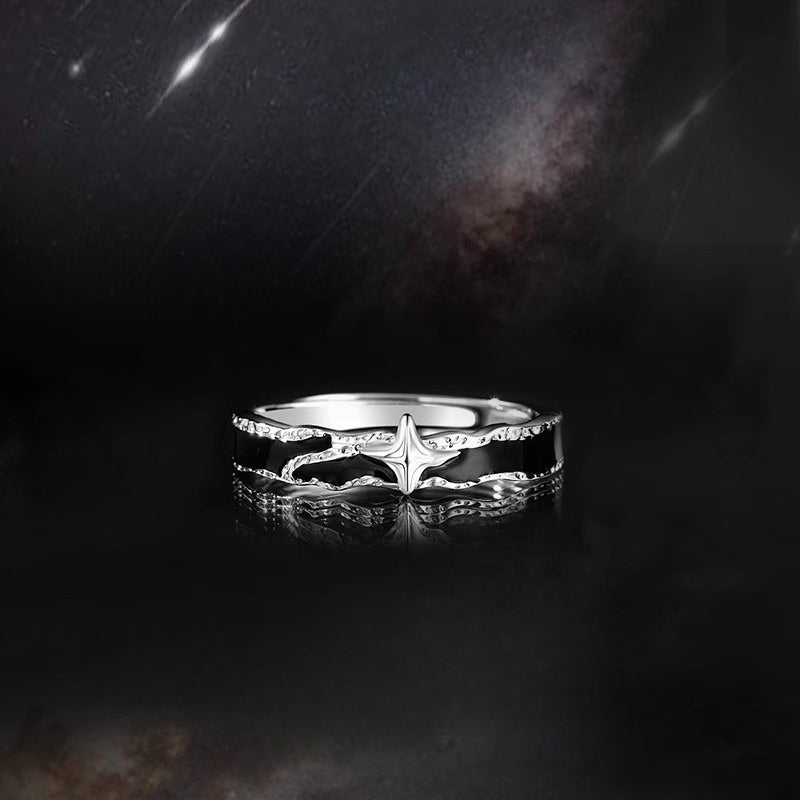 Planderful Everyday Genie Sterling Silver Lone Star Ring For Men Adjustable High End Jewelry