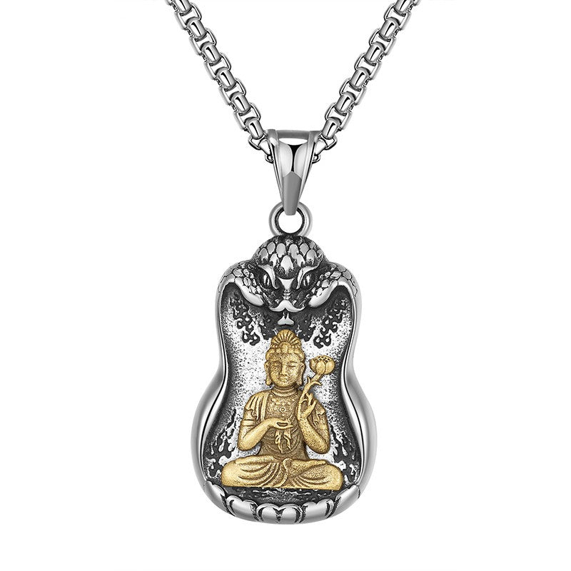 Steel Necklace – Elegant Eight Patron Saints Zodiac Buddha Pendant For Men Everyday Wear Gift