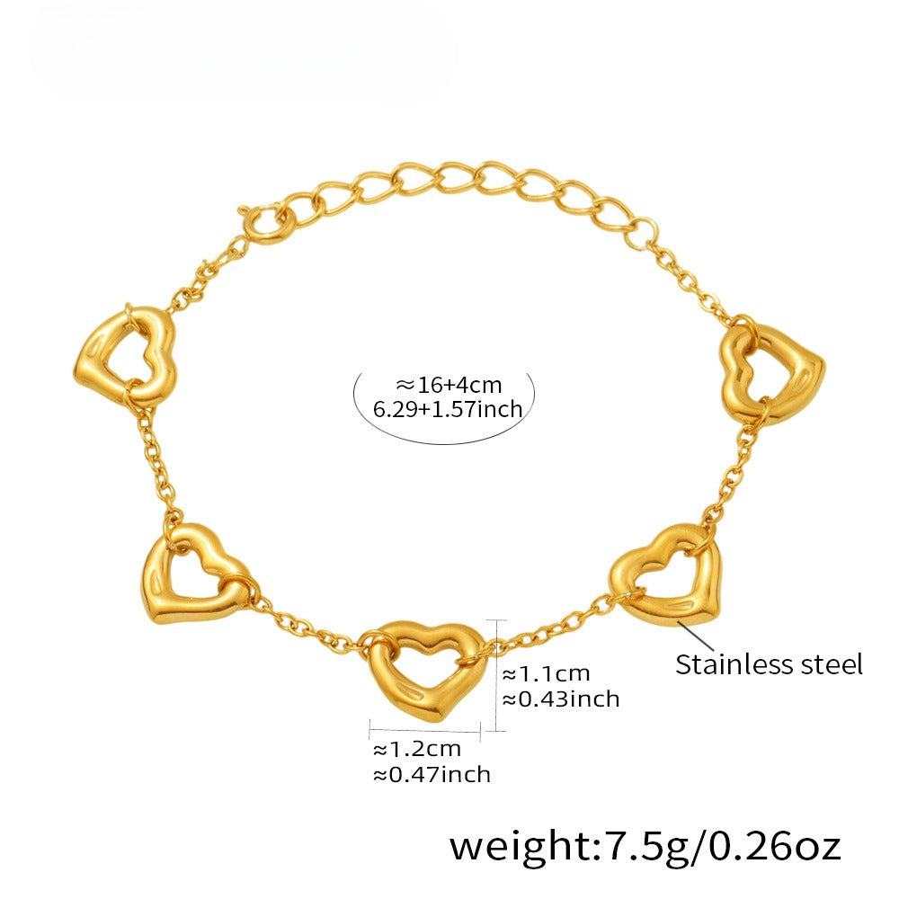 Planderful Heart Bracelet Stainless 18K Gold Plated Women