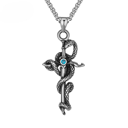 Titanium Steel Necklace – Statement Hip Hop Cross Snake