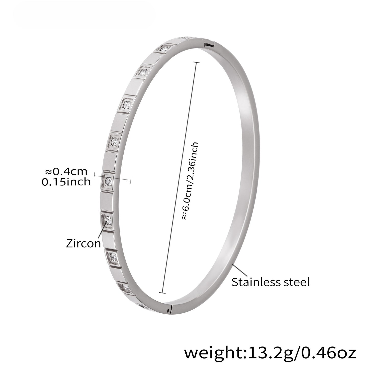 Planderful Women Stainless Steel Geometric Zircon Bracelet