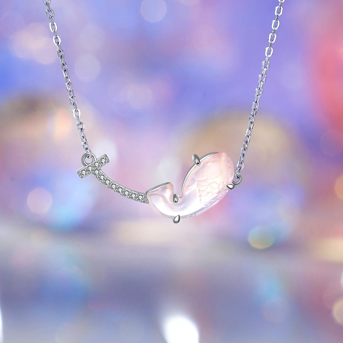 Chalcedony Koi Necklace S925 Sterling Silver By Planderful For Women Elegant Chinese Style Literary Art Clavicle Chain