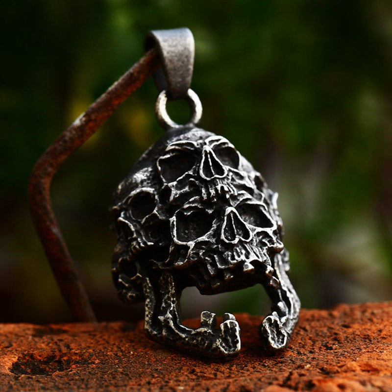 Bold Titanium Steel Skull Pendant for Men - European and American Punk Hip-Hop Style Jewelry