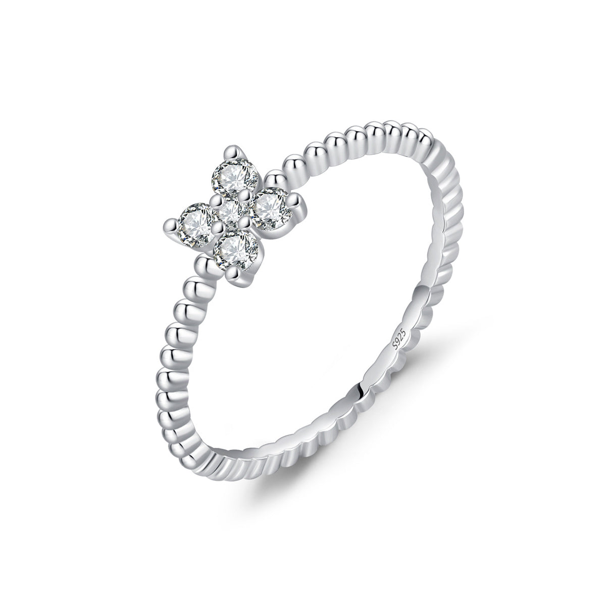 Planderful Moissanite Sparkling Ring – Elegant Two-Color Four-Leaf Clover Design