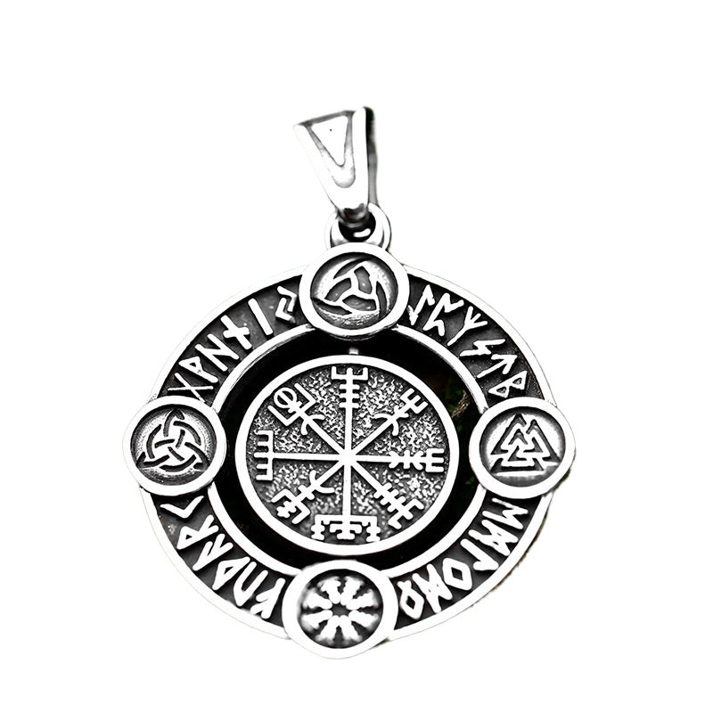 Stainless Steel Viking Totem Letter Pendant – Flippable Titanium Steel Men's Pendant Necklace