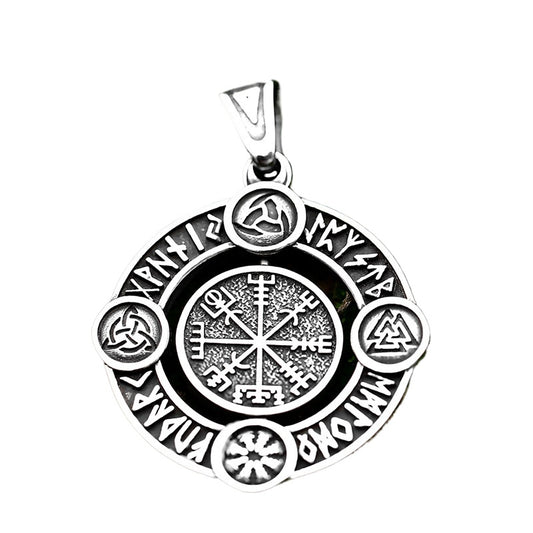 Stainless Steel Viking Totem Letter Pendant – Flippable Titanium Steel Men's Pendant Necklace