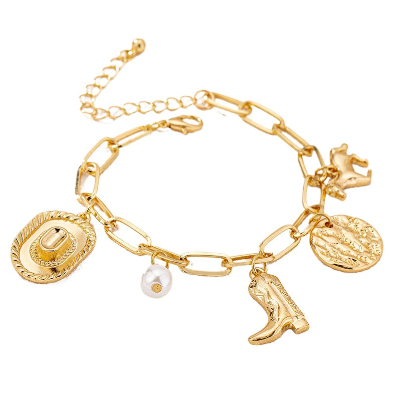 Planderful Vienna Verve Bracelet – Stylish Metal Design with Pearl Pendant