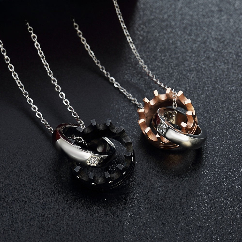 Planderful Premium Titanium Steel Roman Crown Couple Necklace For Couples Unisex Gift Everyday Genie Edition