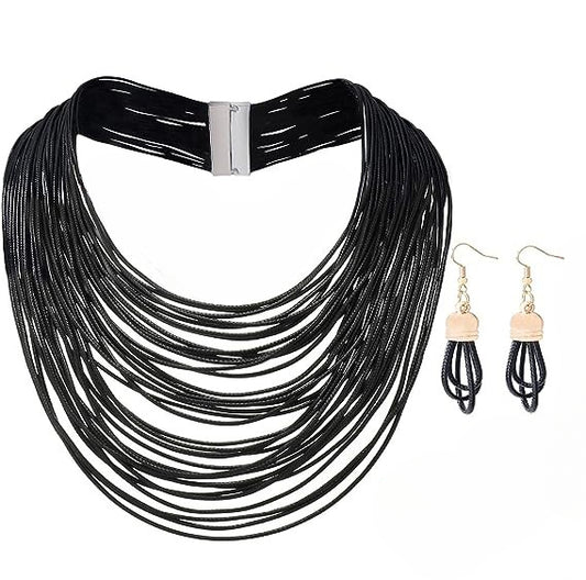 Exotic Tassel Necklace Set - Fashionable Sweater Chain with Magnetic Clasp