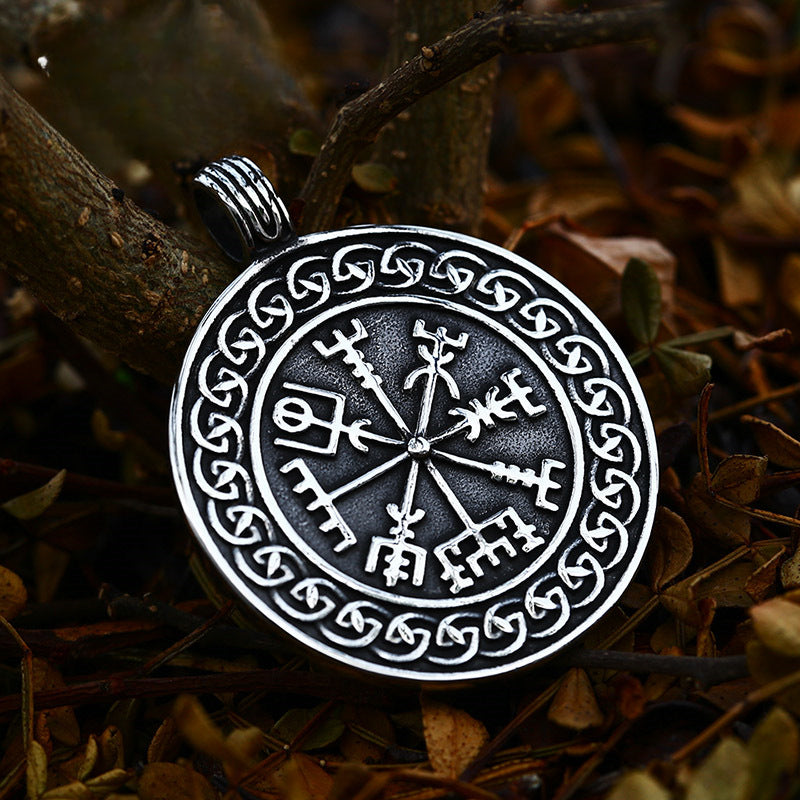 Personalized Nordic Viking Compass Pendant in Titanium Steel for Men