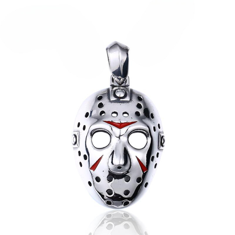 Custom Titanium Steel Jason Mask Pendant - Retro Epoxy Skull Jewelry for Men