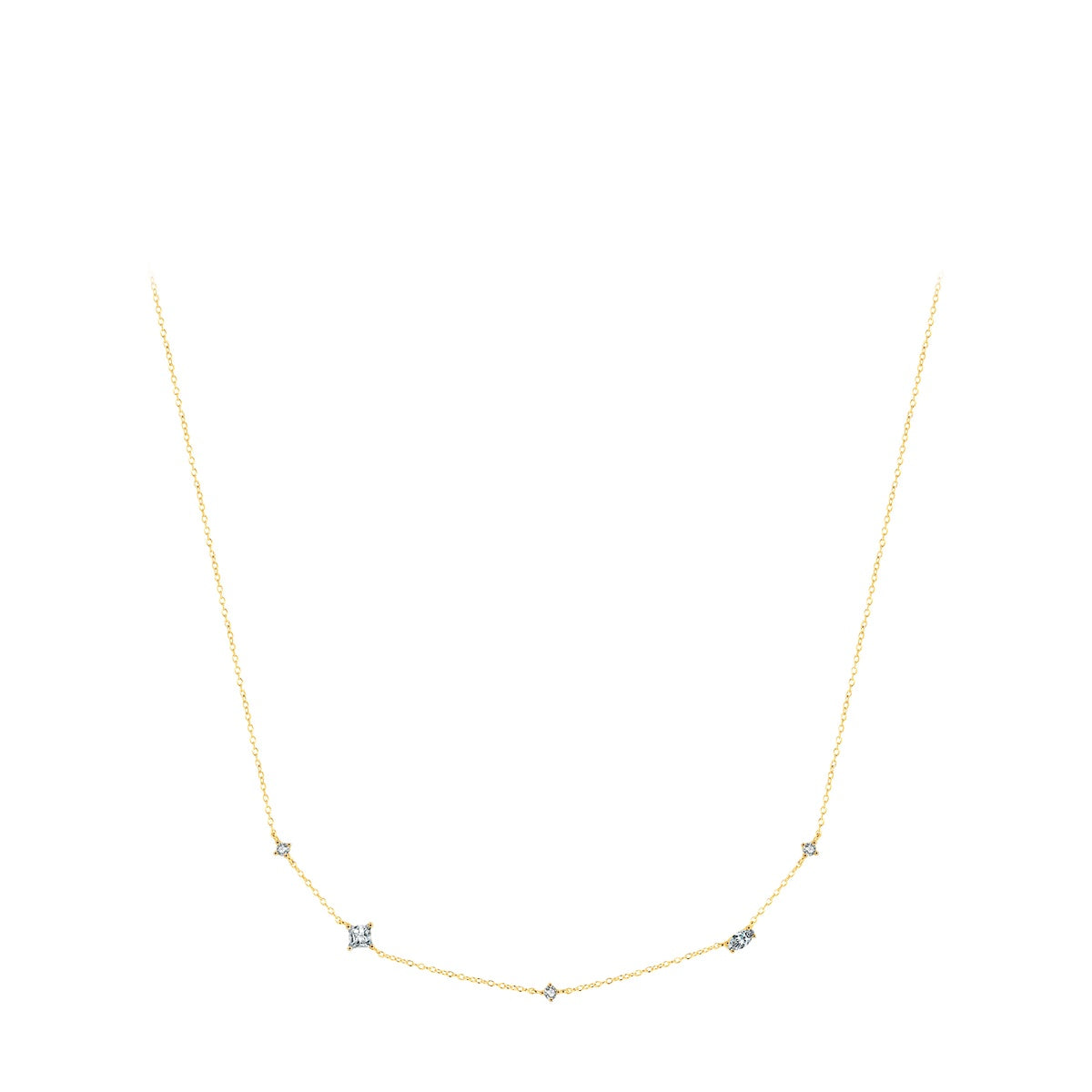 925 Sterling Silver Geometric Zircon Necklace