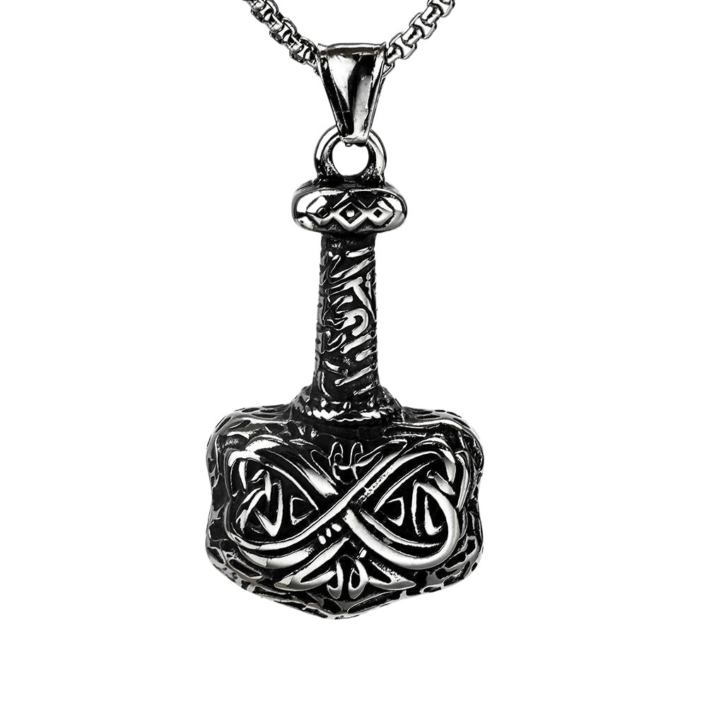 Planderful Mjolnir Thor Hammer Pendant Necklace for Men Titanium Steel Norse Legacy Collection Iconic Durable Amulet