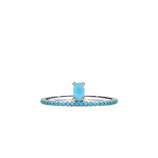 S925 Sterling Silver Turquoise Crown Niche Ring for Bohemian Style Index Finger Accessory in Europe and America