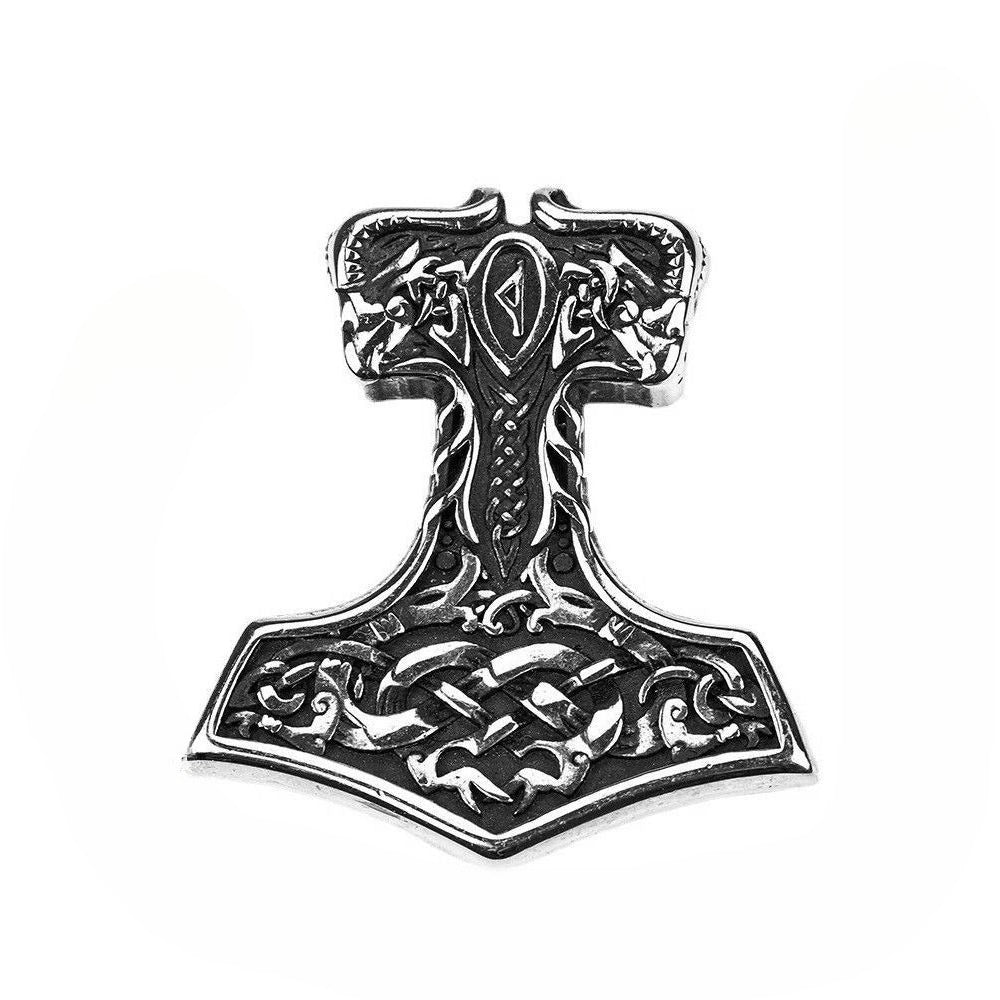 Planderful Shop Thors Hammer Pendant Titanium Steel Necklace For Men Punk Rock Viking Jewelry