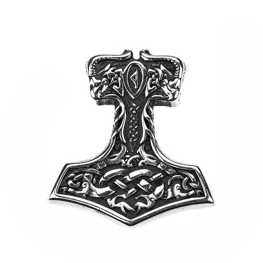 Planderful Shop Thors Hammer Pendant Titanium Steel Necklace For Men Punk Rock Viking Jewelry