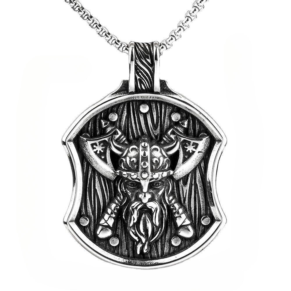 Nordic Viking Jewelry Odin Double Axe Pendant Necklace for Men