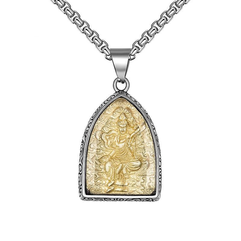Steel Necklace – Elegant Buddha Pendant Necklace For Men Everyday Wear Gift Durable Tarnish-Resistant