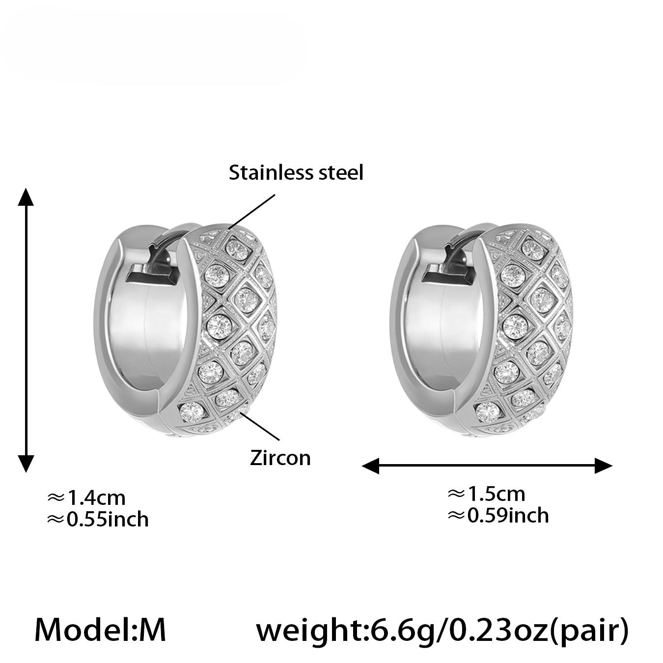 Planderful Zirconium Earrings Women 18K Gold Plated Rhombus