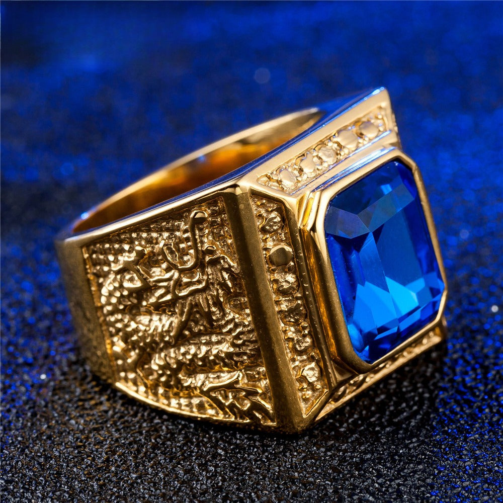 Dragon Stainless Steel Ring For Men And Women Chinese Style Zircon Domineering Bold Statement Planderful