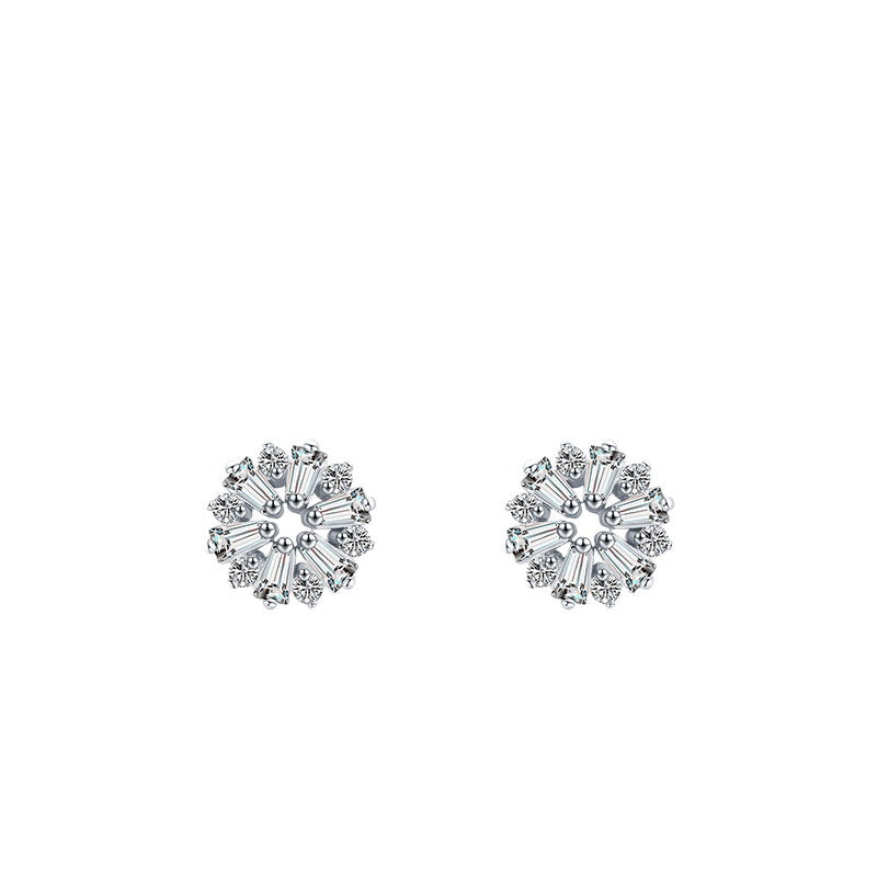 925 Sterling Silver Heart Geometric Zircon Stud Earrings