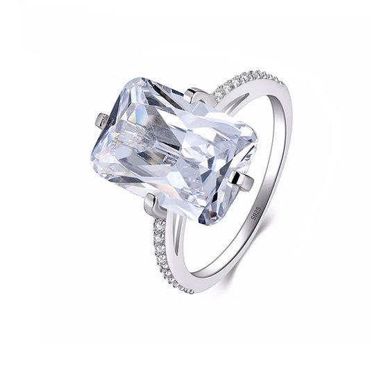 Luxury Sterling Silver Zircon Ring with Exaggerated Female Design
