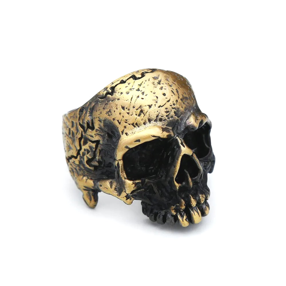 Planderful Shop Vintage Brass Skull Ring For Men Gothic Hip Hop Style Halloween Accessory