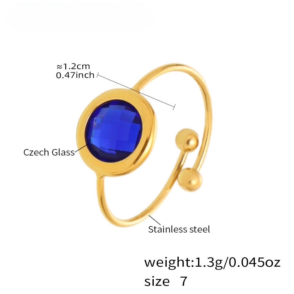 Planderful Crystal Glass Ring Women 18K Gold Plated Luxurious