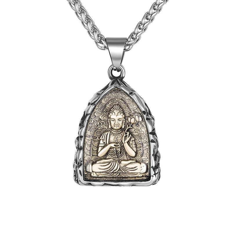 Steel Necklace – Statement Zodiac Buddha