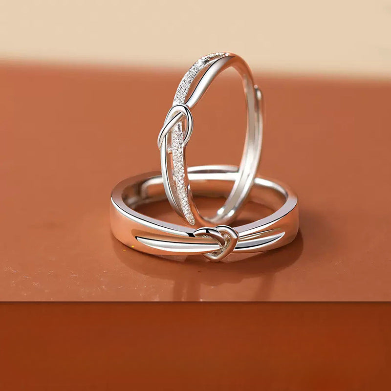 925 Sterling Silver Love-Interwoven Couple Ring Set