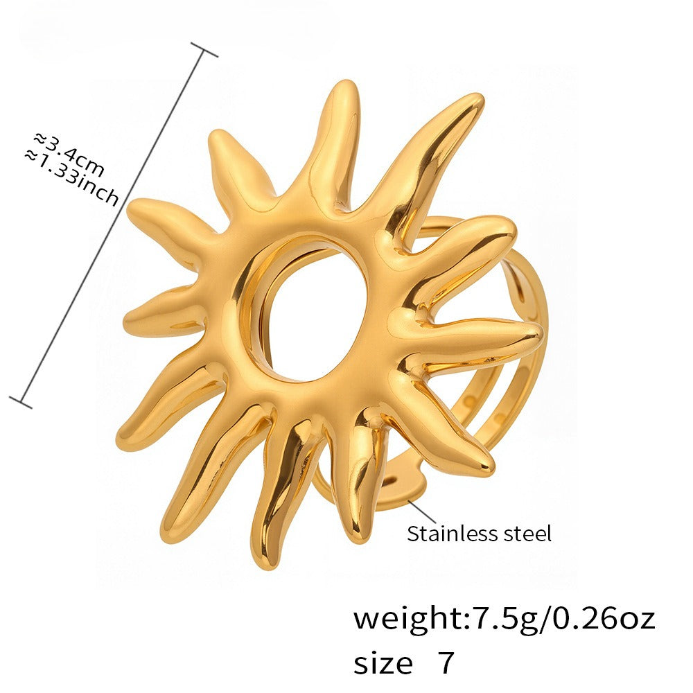 Planderful Golden Sun Ring Open Index Finger 18k Gold Plated
