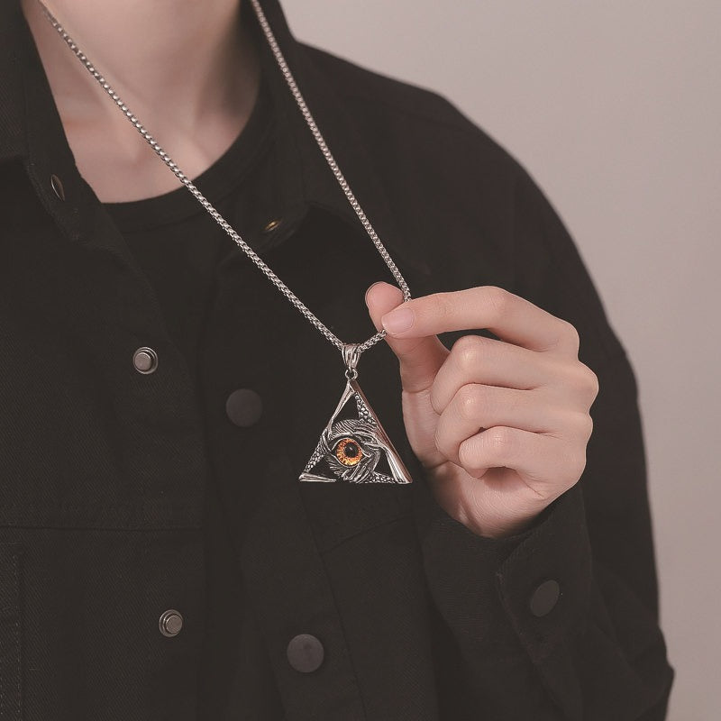 Stainless Steel Necklace - Vintage Punk Devil Eye Pendant for Everyday Wear and Gift Idea