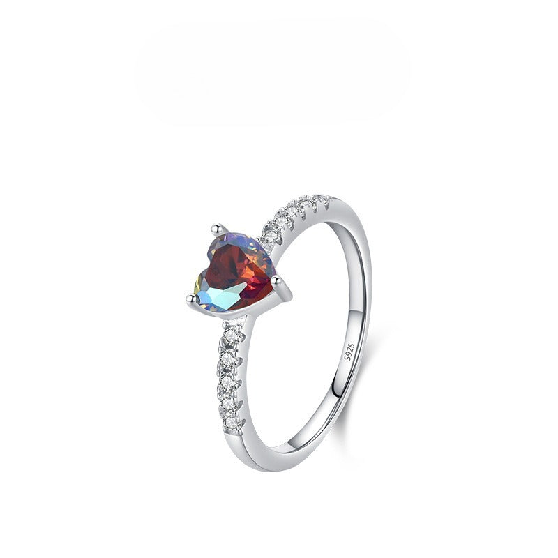 925 Sterling Silver Multicolor Zircon Ring