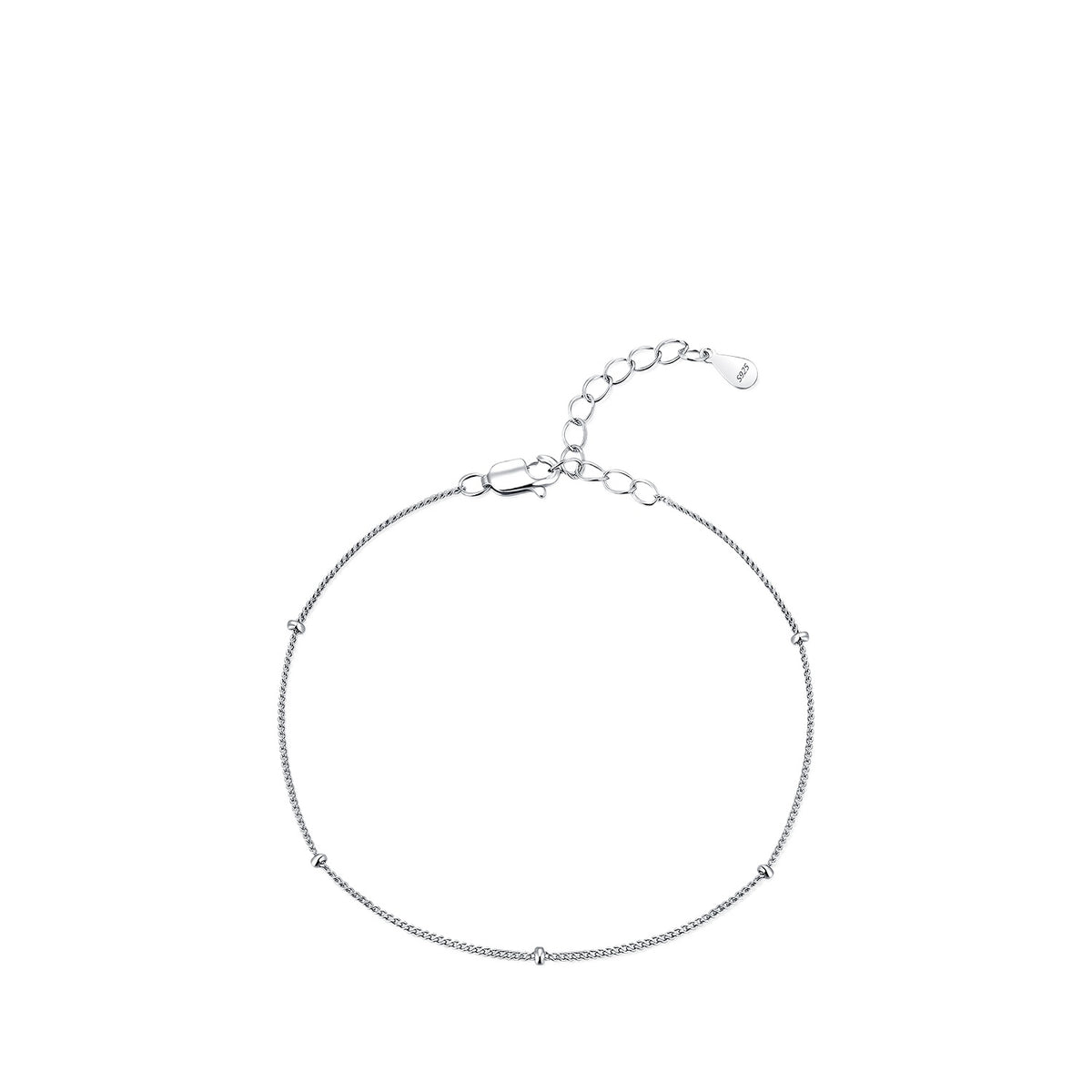 925 Sterling Silver Fine Plain Chain Bracelet