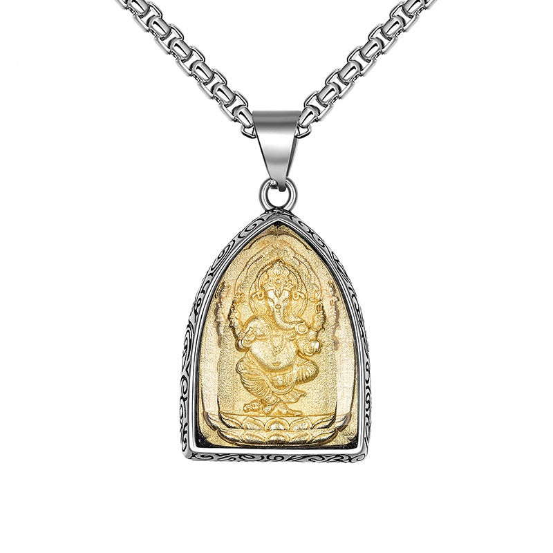 Titanium Steel Necklace – Vintage Thai Amulet Style For Everyday Winter Wear Gift For Boyfriend