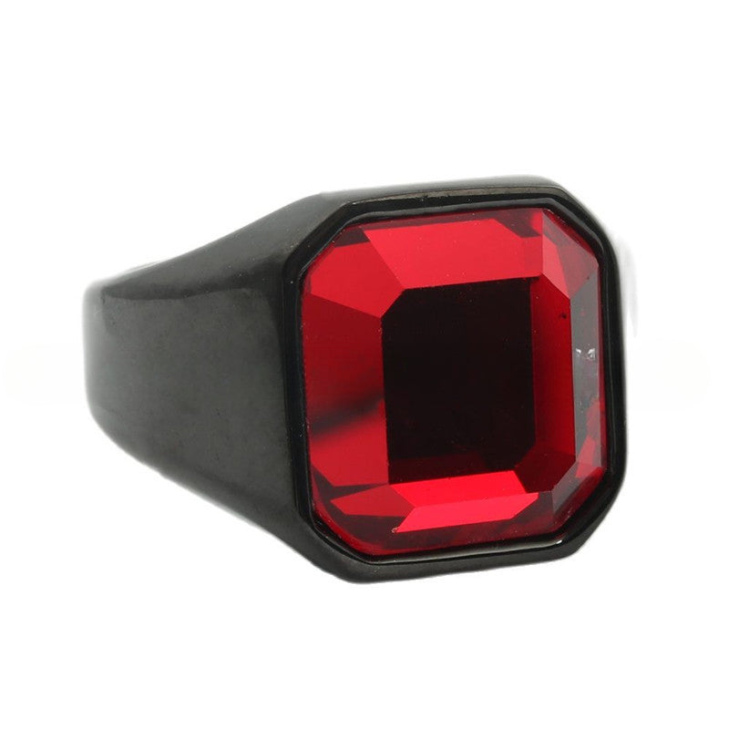 European And American Jewelry Titanium Steel Multi-Color Gemstone Ring