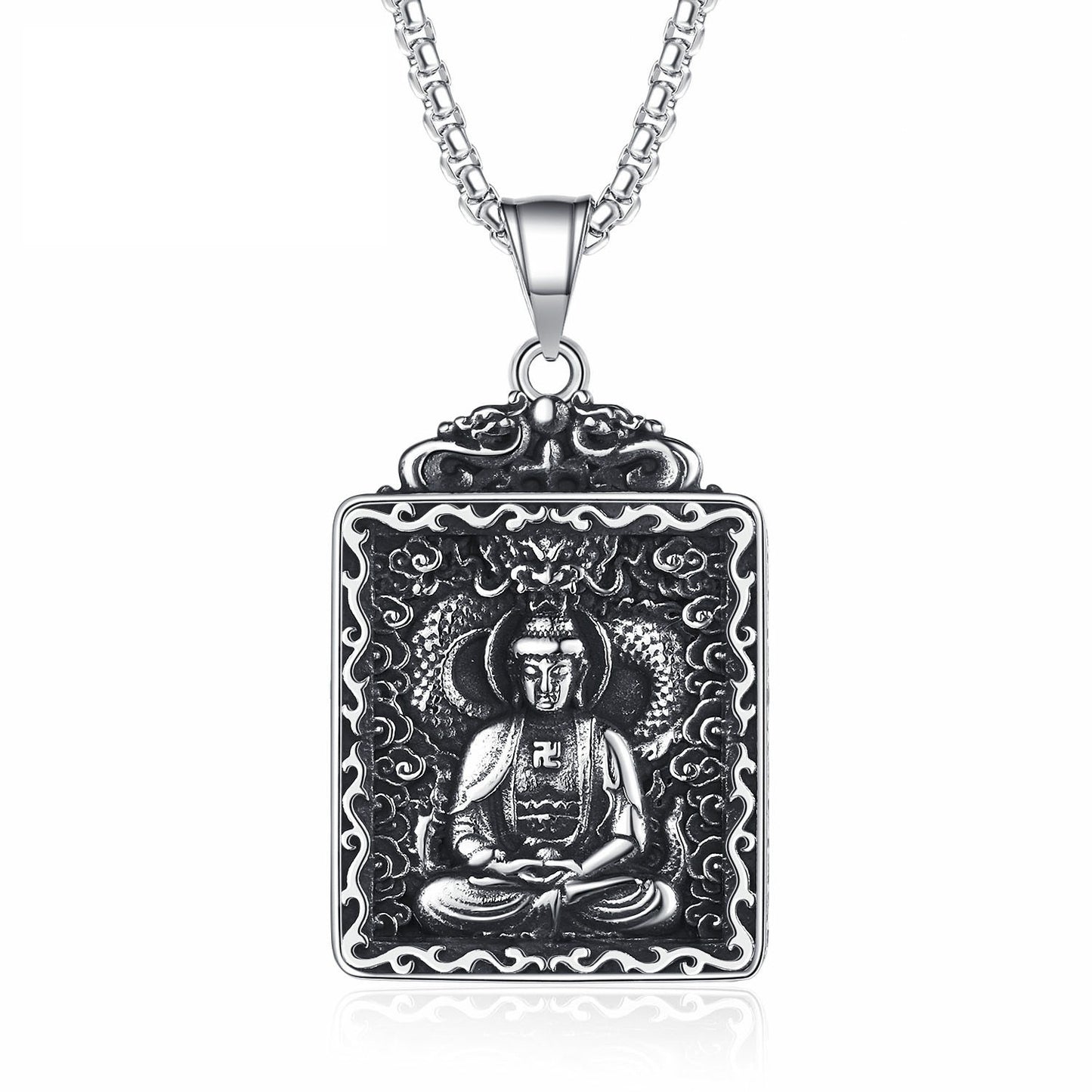 Steel Necklace - Vintage Buddha Zodiac Pendant