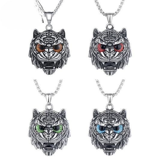 Titanium Steel Necklace – Statement Tiger Pendant