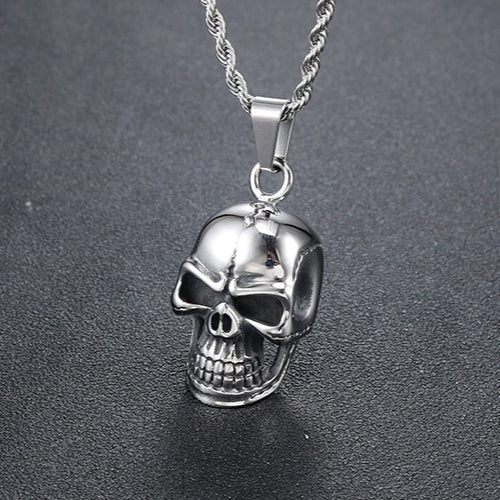 Titanium Steel Skull Pendant for Men - Retro Punk Religious Totem Jewelry in Stainless Steel