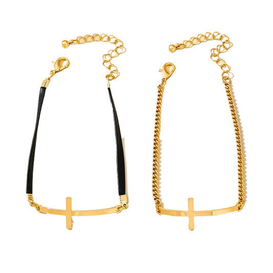 Planderful Vienna Verve Bracelet Set – Fashionable Double-Layered Metal Design