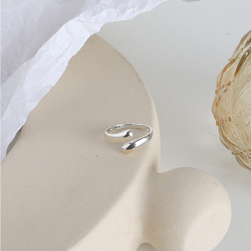 Simple Geometric Polished Opening Sterling Silver Ring