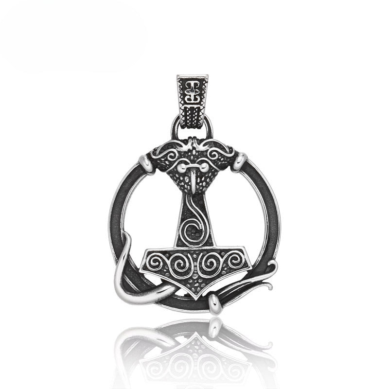 Titanium Steel Viking Rune Pendant Jewelry for Men - Retro Animal Accessories Wholesale
