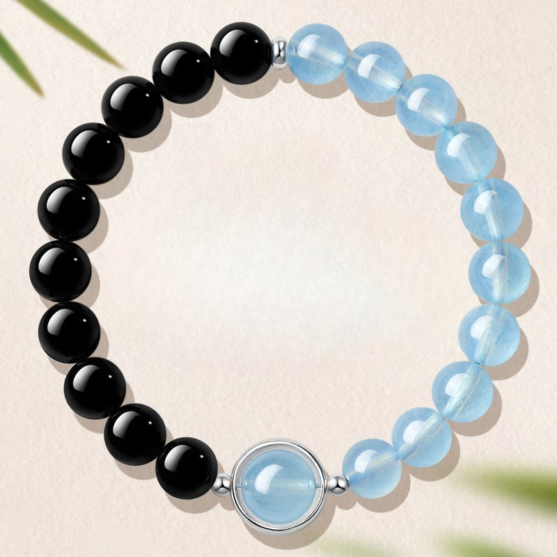 Aquamarine Obsidian Crystal Bracelet