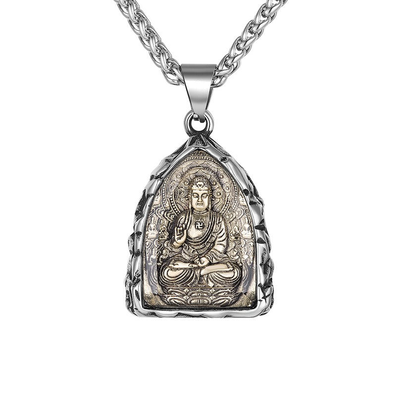 Steel Necklace – Statement Zodiac Buddha