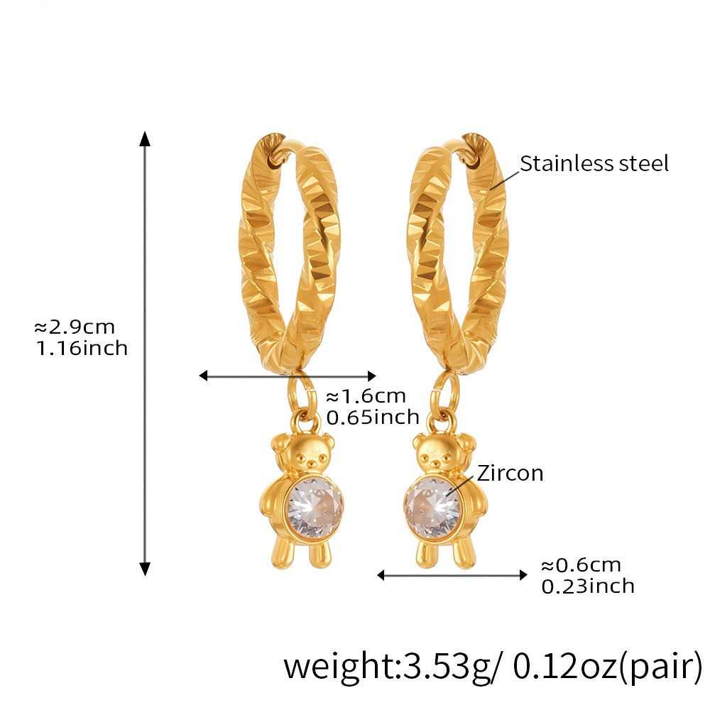 Planderful 18K Gold Plated Zircon Animal Earrings Women