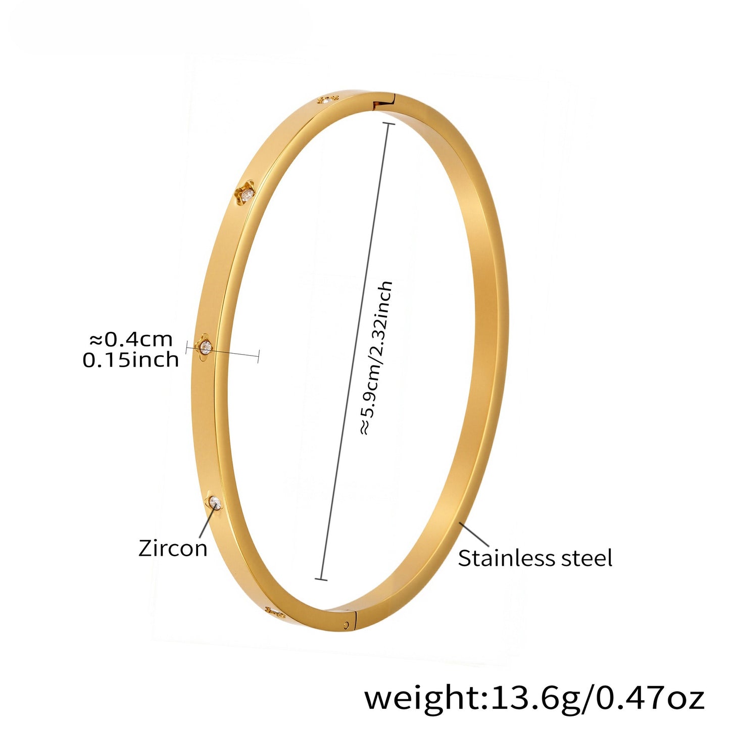 Planderful Women Stainless Steel Geometric Zircon Bracelet